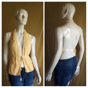 Handmade Crocheted Halter Vest in Pale Yellow